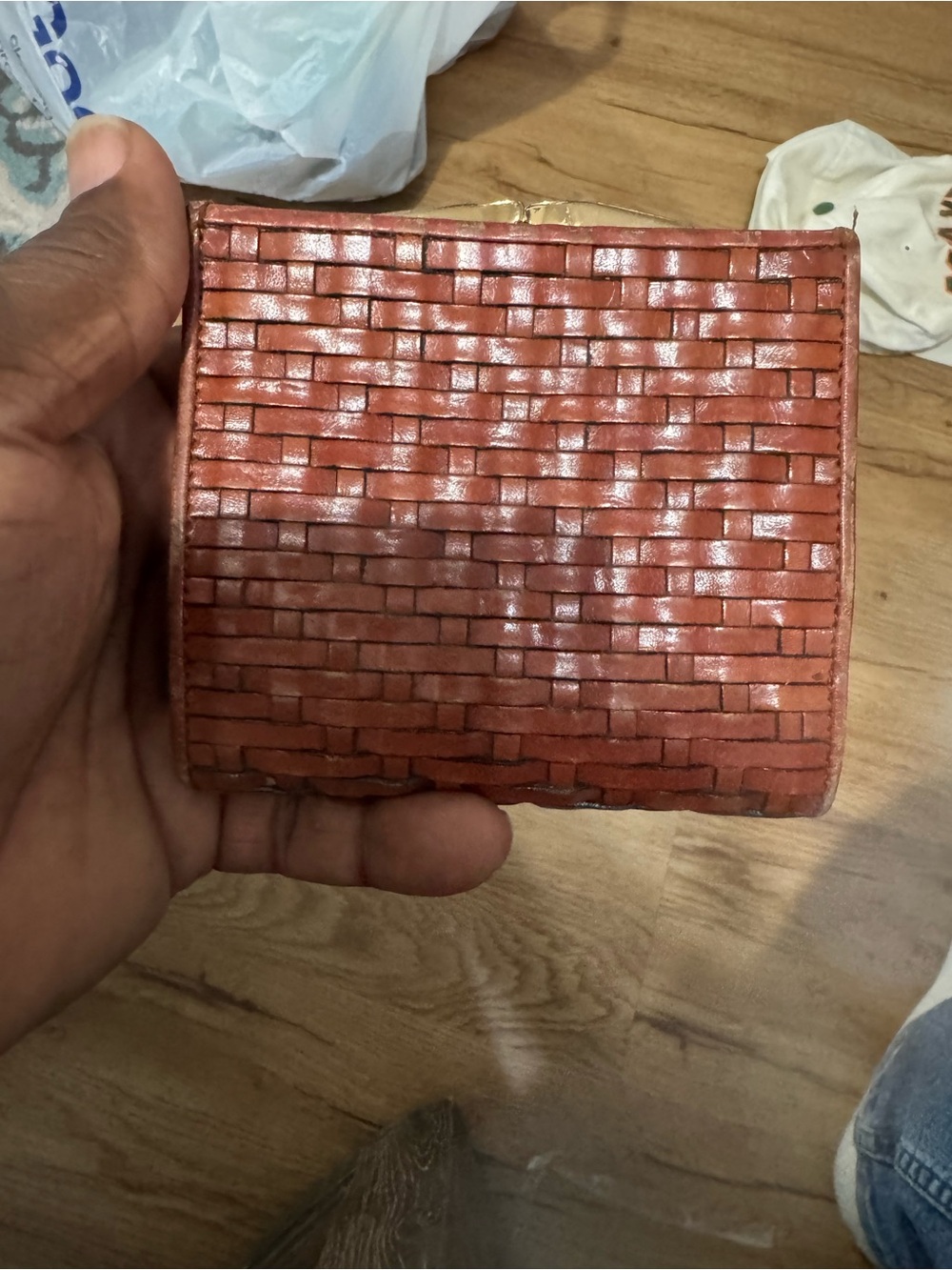 Talbots Woven Compact Wallet - Rust Red - Picture 3 of 8